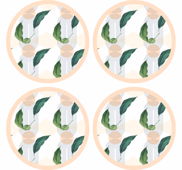Nowoczesna podkładka pod kubek wzór liściasty geometryczny - TenStickers