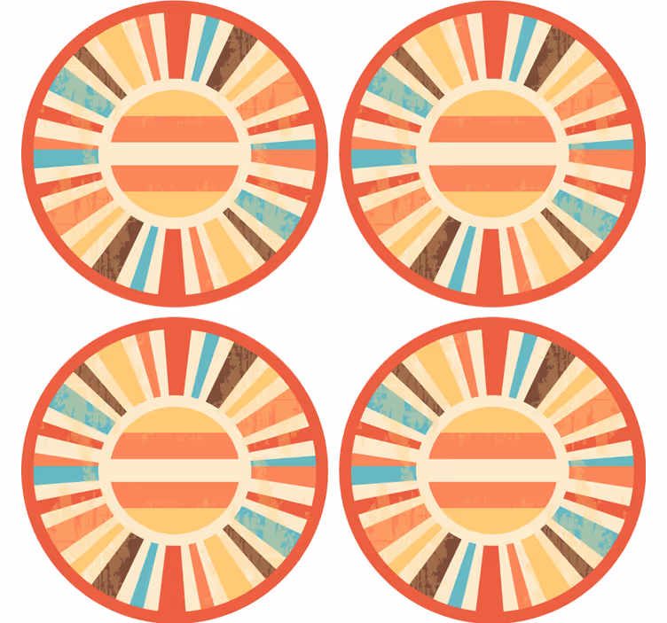 Vintage podstawka pod kubek Kolorowe retro promienie słońca - TenStickers