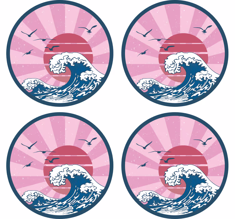 Podstawka pod kubek geek w stylu retro fal oceanicznych - TenStickers