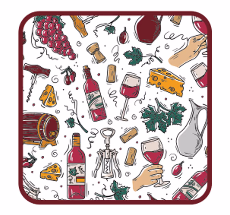 Podkładka pod piwo butelki wina winogrona ser - TenStickers