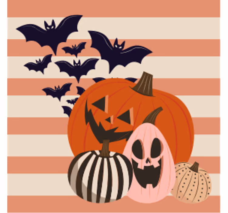 Podkładka pod kubek halloween trio dyni z nietoperzami - TenStickers