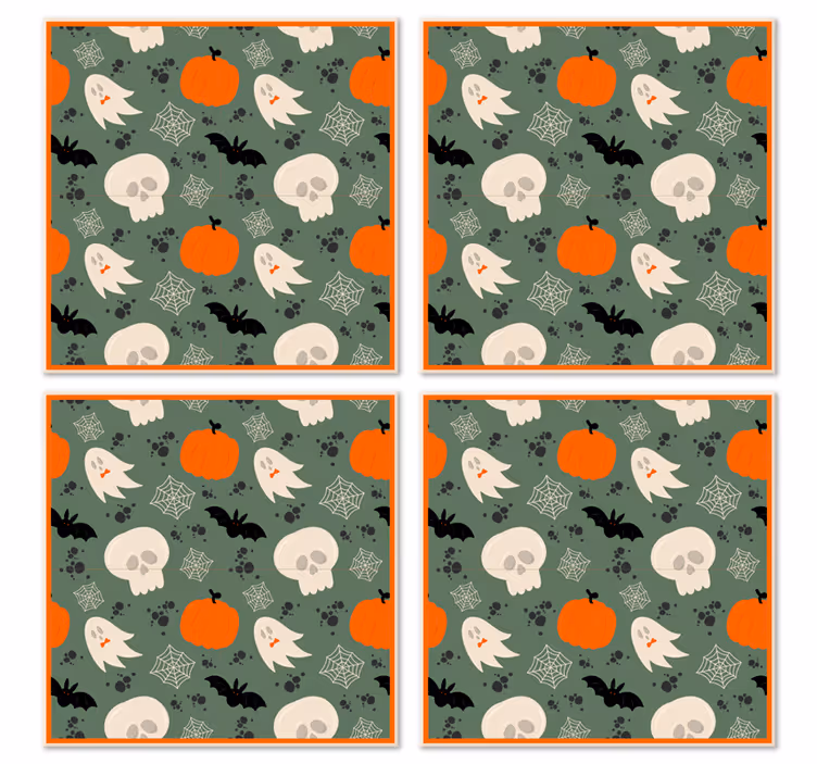 Podkładka pod kubek na halloween Wzór dyni, duchów i pająków - TenStickers