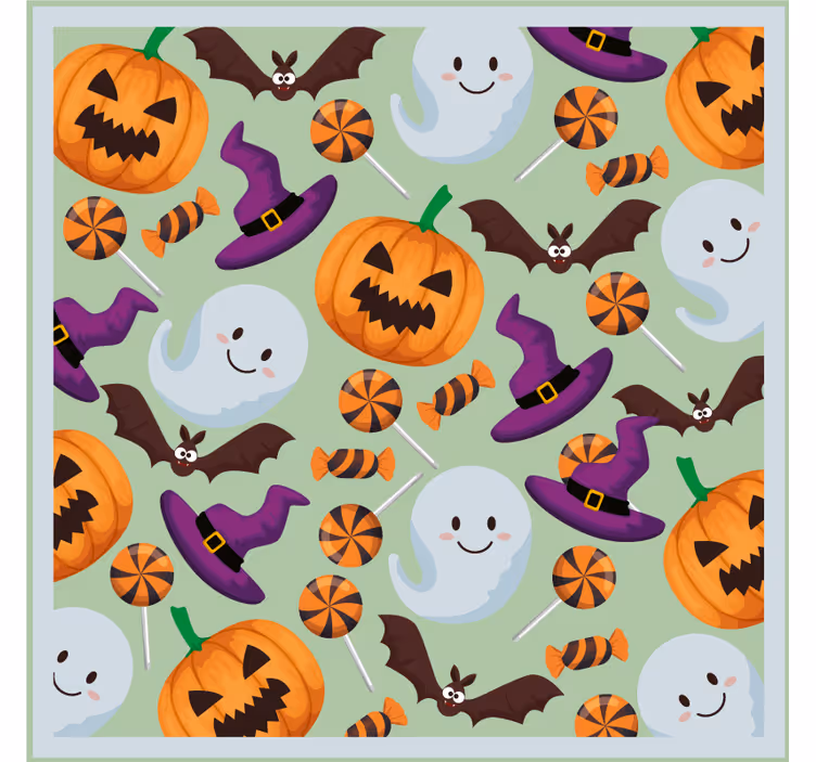 Podkładka pod kubek halloween wzór z dyniami i duchami - TenStickers
