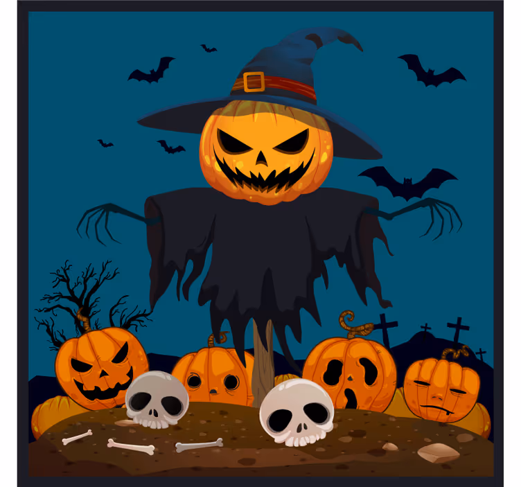 Podkładka pod kubek halloween scena z dynią i strachem - TenStickers