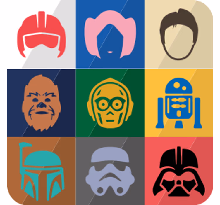 Podstawka pod kubek geek z ikonami postaci - TenStickers