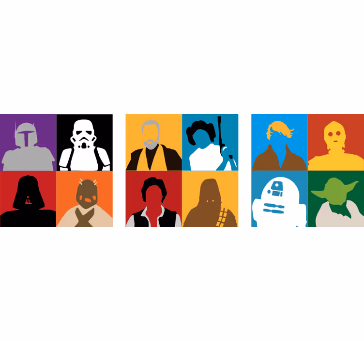 Podstawka pod kubek geek sylwetki ikonowych postaci - TenStickers
