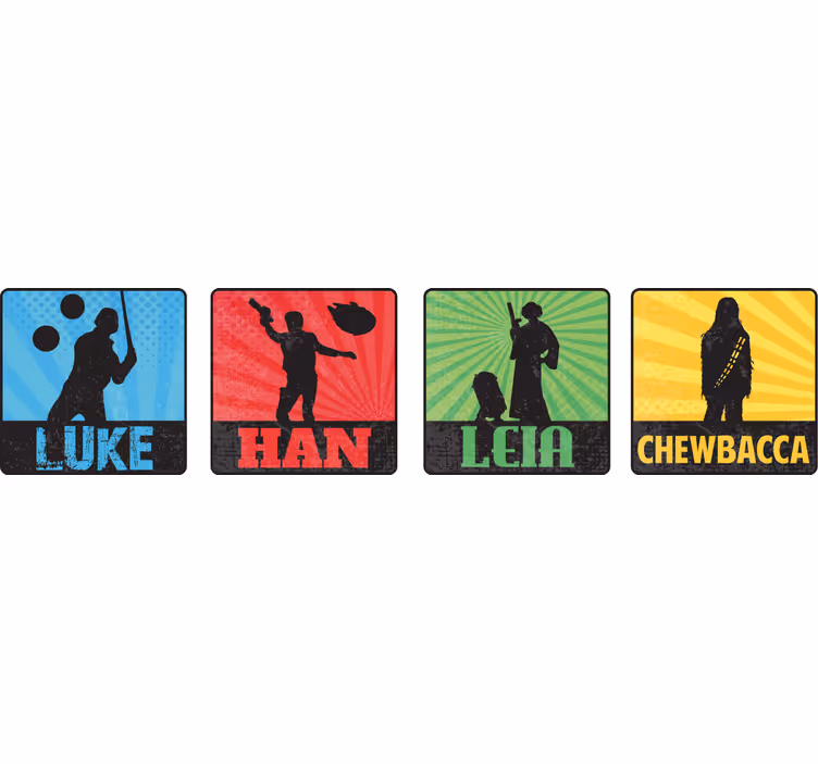 Podstawka pod kubek geek z sylwetkami postaci - TenStickers