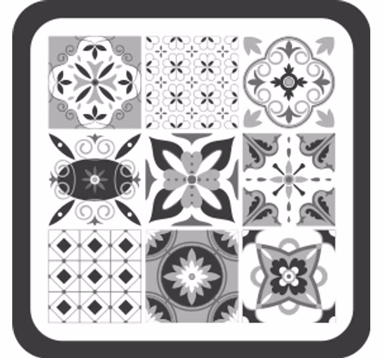Podkładka pod kubek z wzorami kwiatowe motywy geometryczne - TenStickers