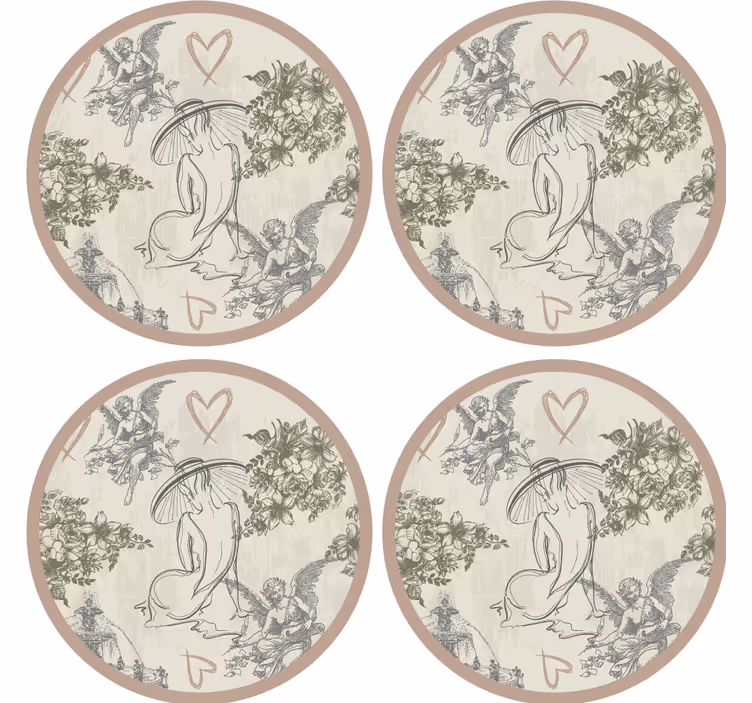 Vintage podstawka pod kubek eleganckie kwiatowe wzory - TenStickers