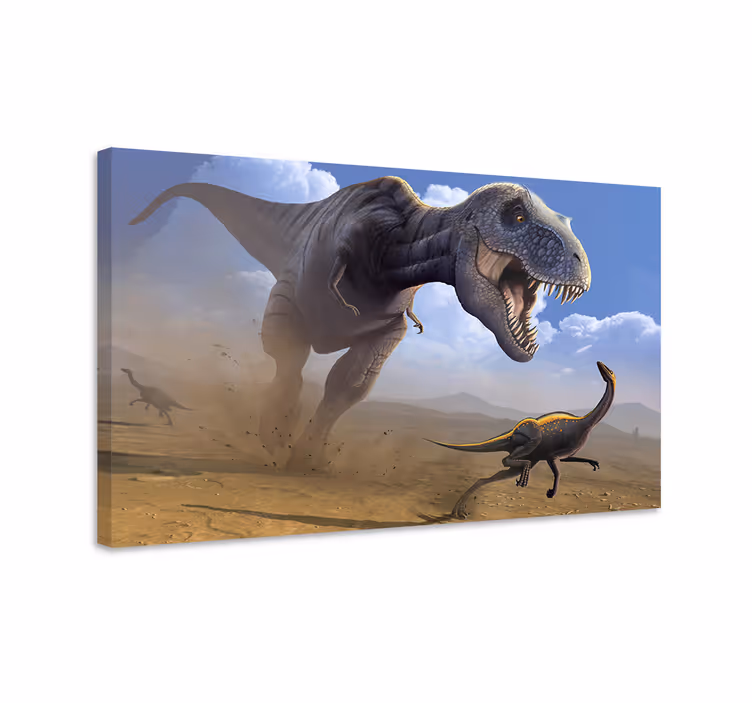 Obraz dinozaury polowanie na t-rexa - TenStickers
