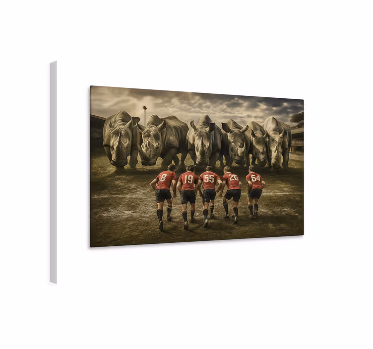 Obraz sport rugbyści i nosorożce - TenStickers