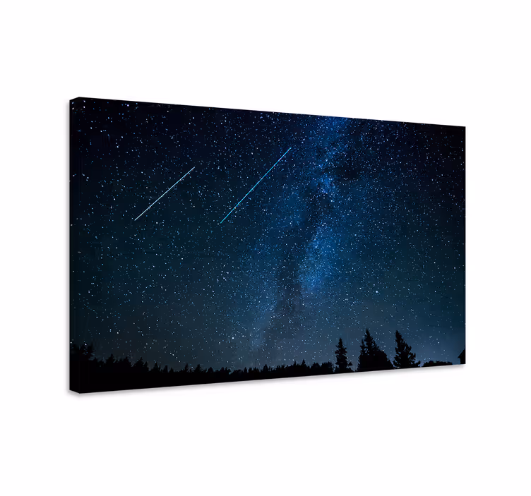 Niebieski obraz pięknego krajobrazu z meteorem - TenStickers