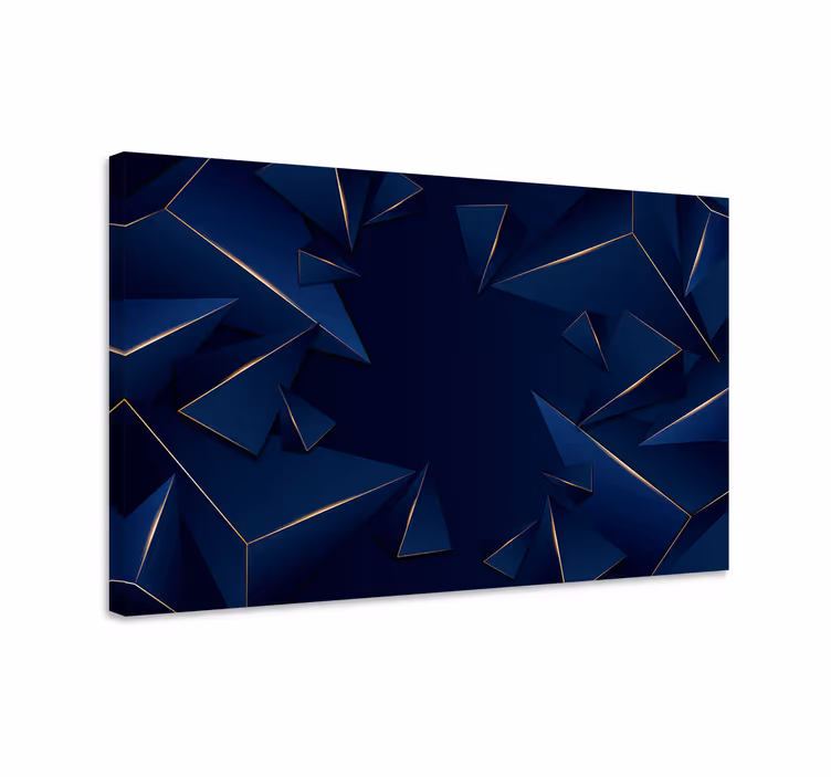 Niebieski obraz w złote geometryczne wzory - TenStickers