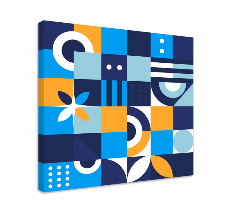 Niebieski obraz w geometrycznym wzorze - TenStickers