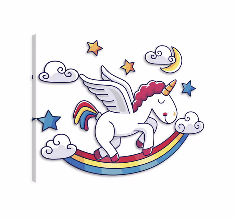 Obraz jednorożce naklejka na ścianę tęczowa - TenStickers