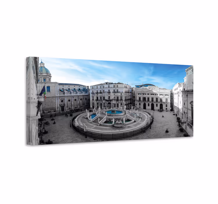 Obraz miasto plac fontanny w palermo - TenStickers