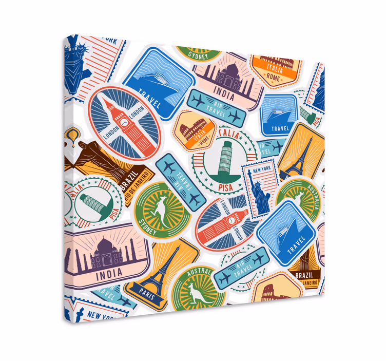 Obraz miasto kolaż zabytków świata - TenStickers