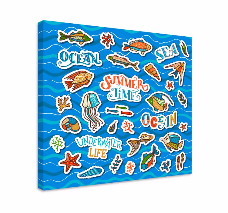 Obraz dla dzieci Kolaż z naklejkami morskimi - TenStickers