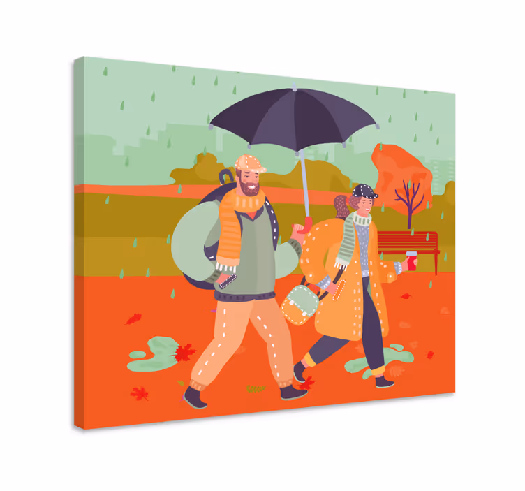 Obraz z postaciami para spacerująca razem - TenStickers