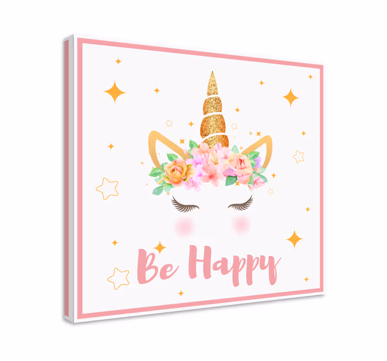 Obraz Be happy z jednorożcem - TenStickers