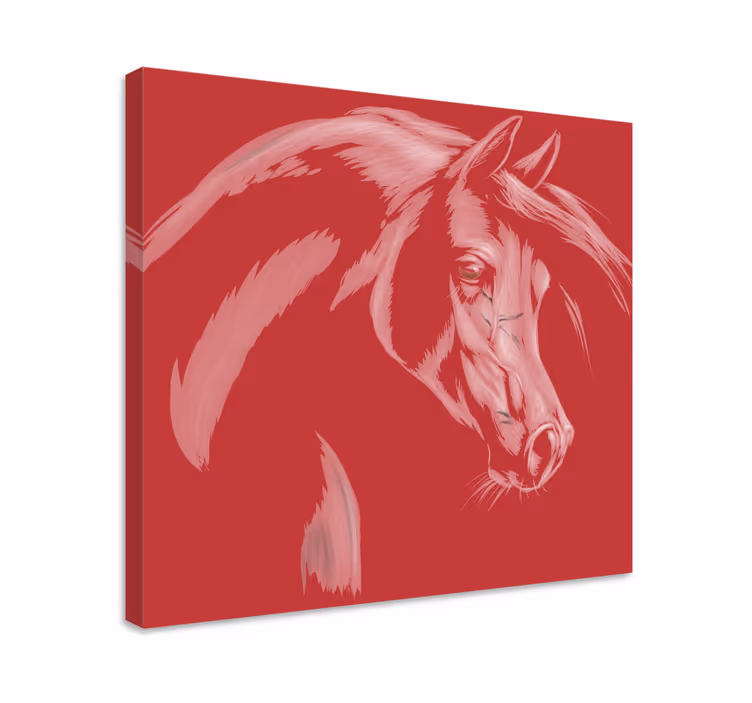 Obraz do salonu Biały koń na czerwonym tle - TenStickers