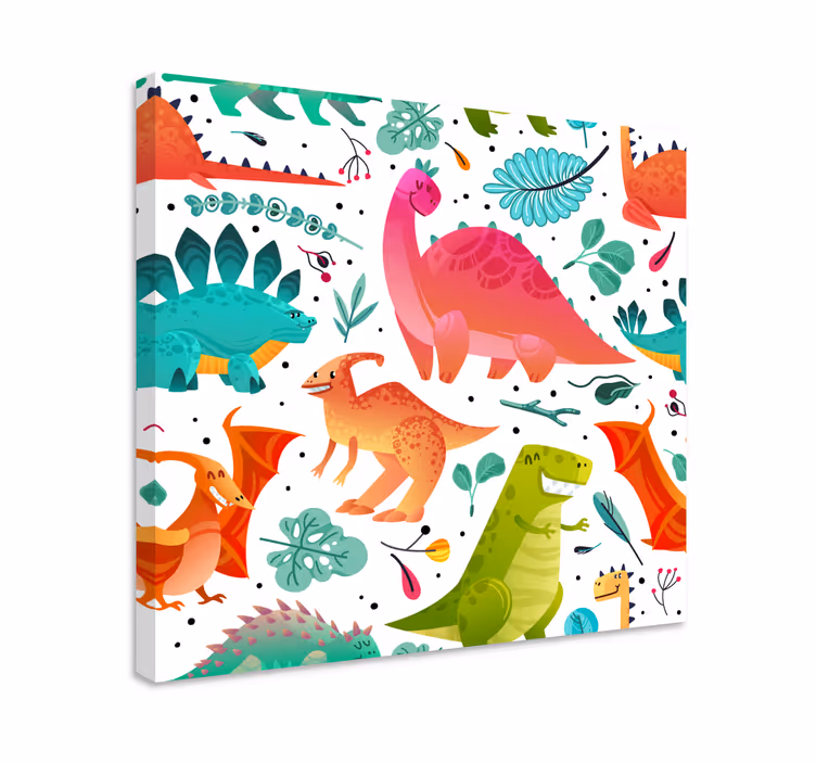 Obraz dinozaury kolorowa przygodą z dinozaurami - TenStickers