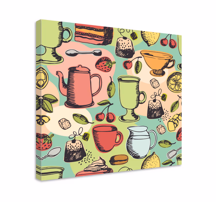 Obraz martwa natura z kolorowymi naczyniami kuchennymi - TenStickers