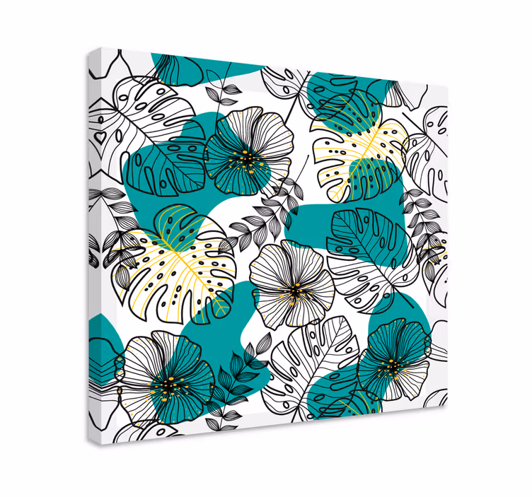 Obraz kwiaty i rośliny w wzór liści floralnych - TenStickers