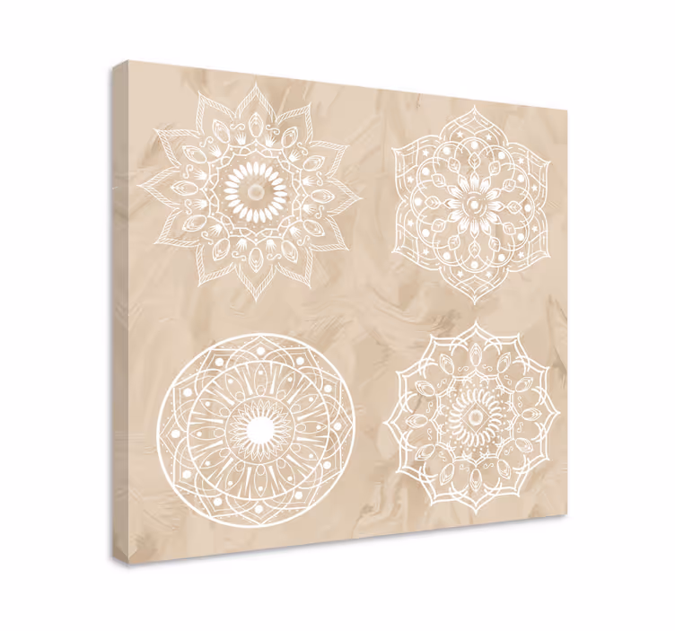Obraz mandala Cztery beżowe kafle - TenStickers