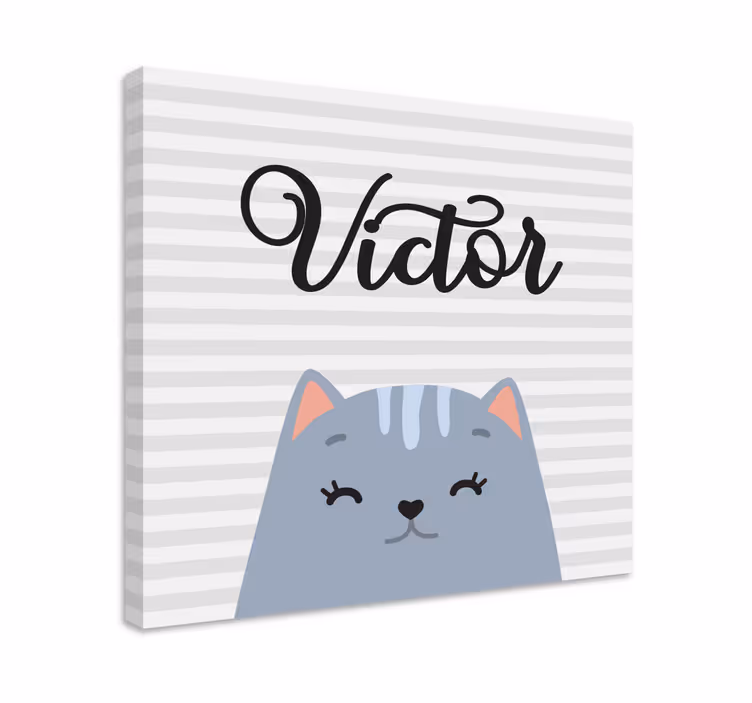 Obrazy dla dzieci Kot rysunkowy z niestandardową nazwą - TenStickers