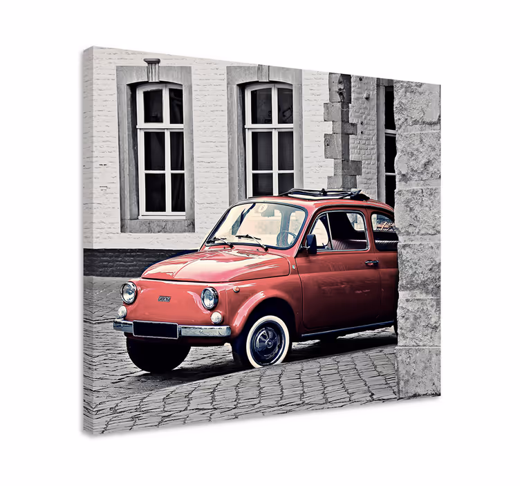 Obraz vintage czerwony klasyczny samochód - TenStickers