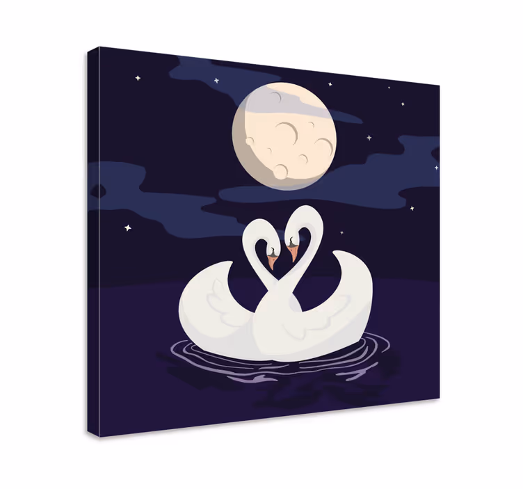 Obraz ze zwierzętami Łabędzie w blasku księżyca - TenStickers