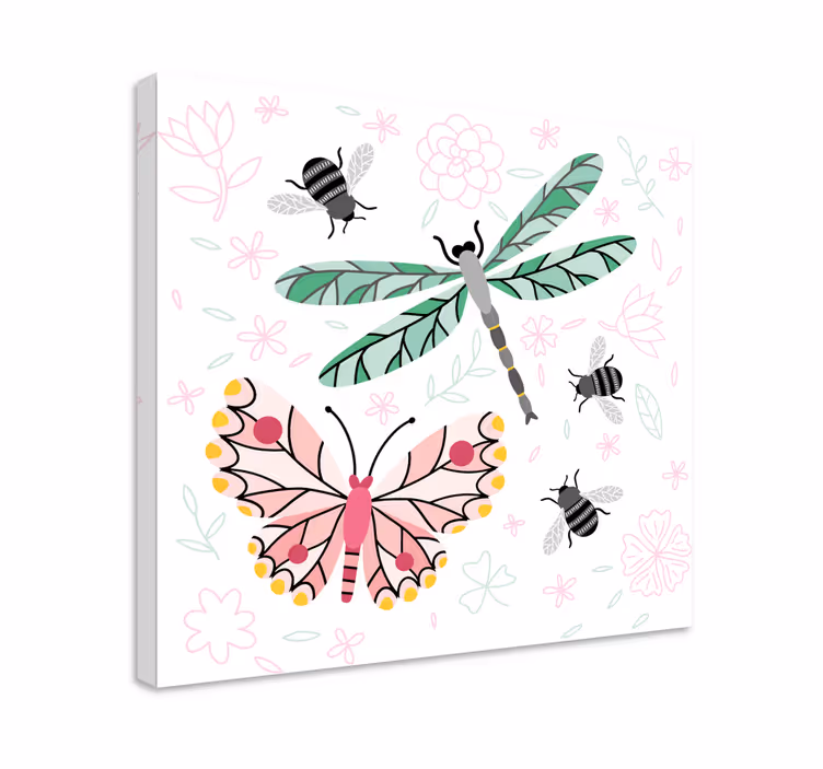 Obraz motyle insekty i kwiaty - TenStickers