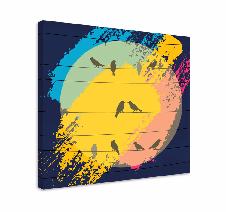 Obraz ptaki w retro okrągłych sylwetkach - TenStickers