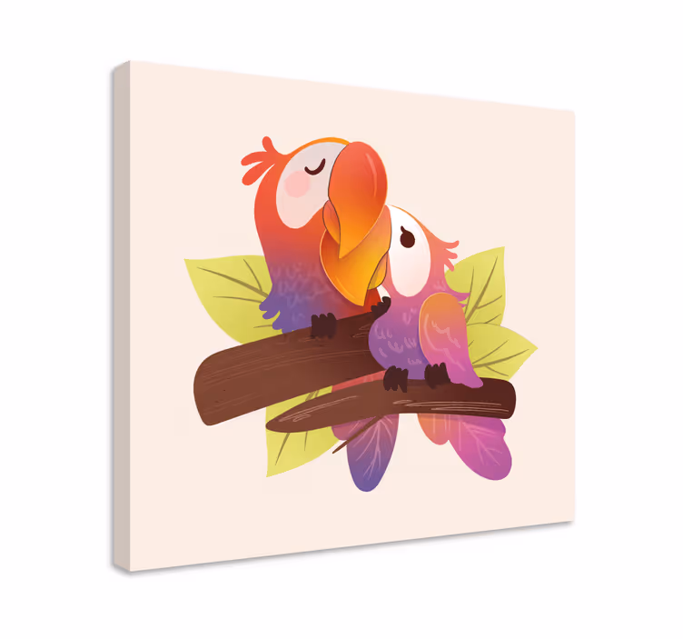 Obraz koty przytulające się papugi - TenStickers