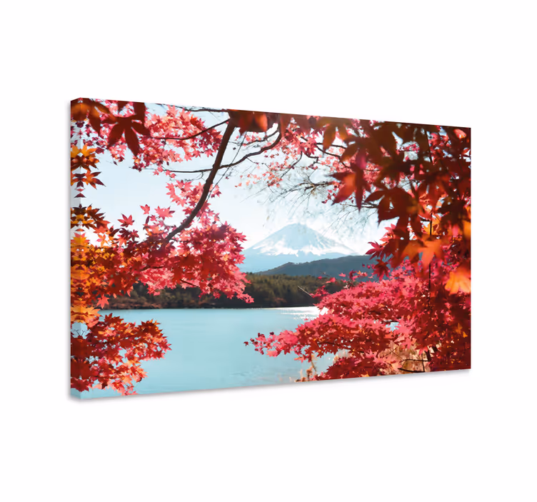 Obraz kwiaty i rośliny mount fuji w ramie - TenStickers