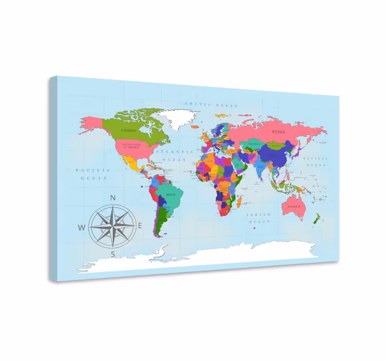 Obraz mapa świata Niebieska mapa świata - TenStickers