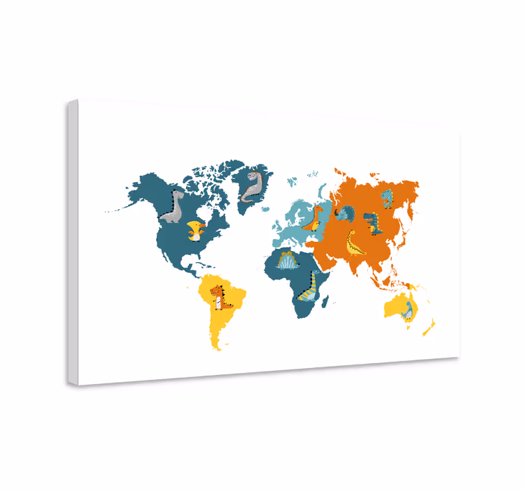 Obraz mapa świata interaktywna mapa zwierząt - TenStickers