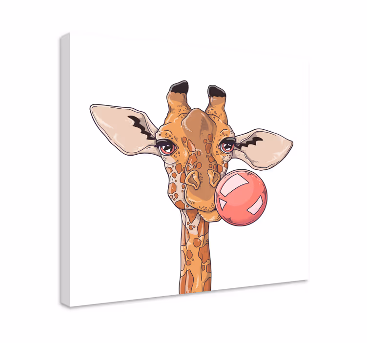 Obraz zwierzęta żyrafa z gumą balonową - TenStickers