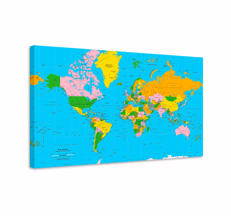 Obraz mapa świata Kolorowy atlas - TenStickers