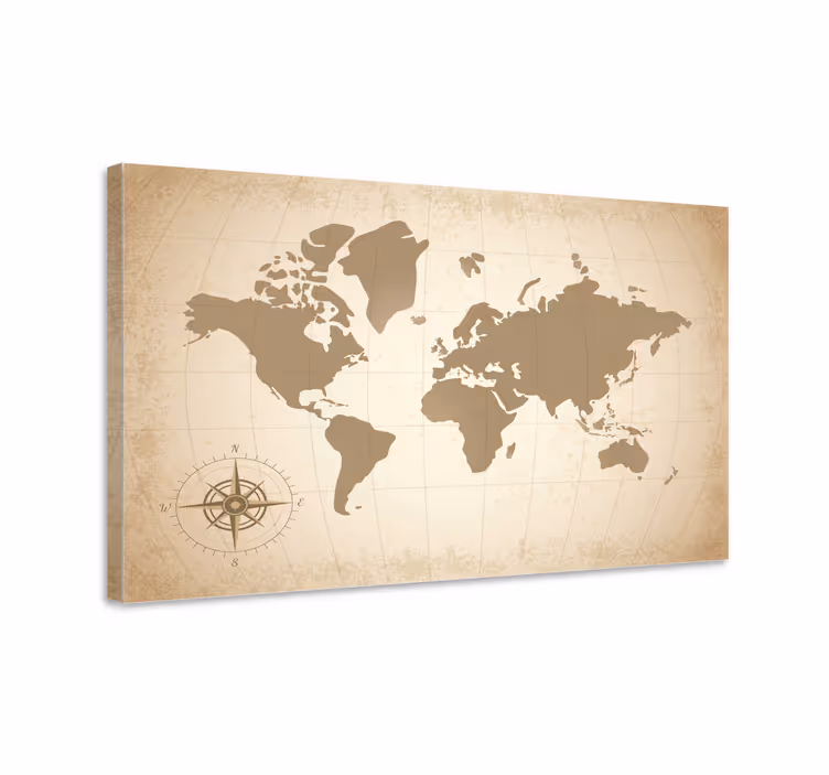 Obraz mapa świata vintage beżowy design - TenStickers