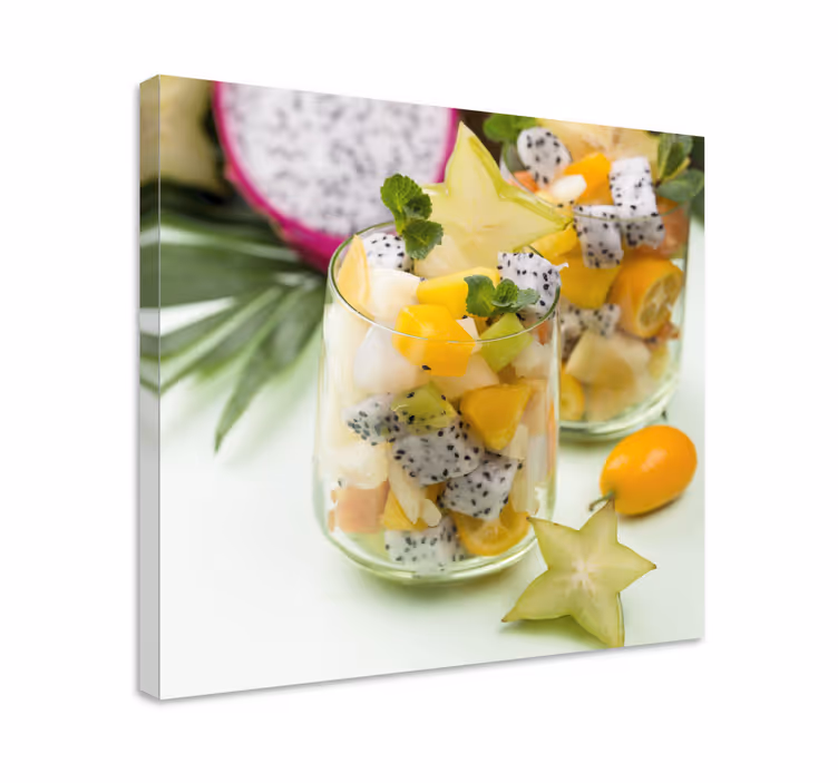 martwa natura obraz Mango i zielone kieliszki - TenStickers