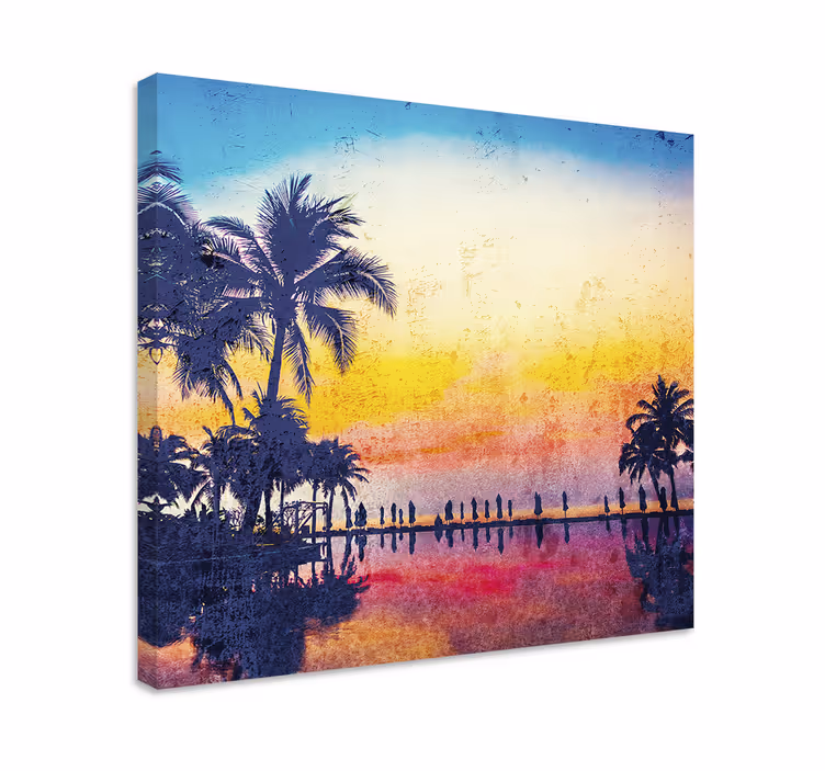 Obraz krajobrazy odbicie palm w sylwetkach - TenStickers