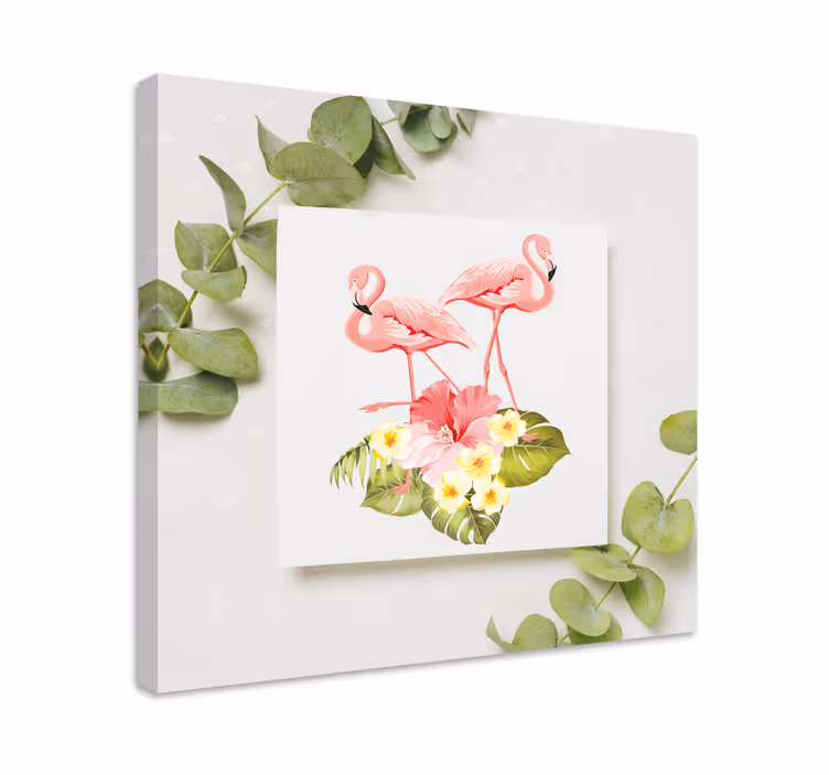 Obraz kwiaty i rośliny flamingi i hibiskus - TenStickers