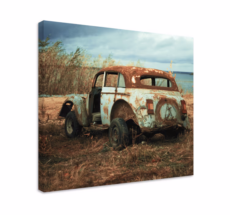 Obraz vintage zardzewiały klasyczny samochód - TenStickers