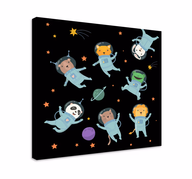 Obraz ze zwierzętami kosmiczna przygoda zwierząt - TenStickers