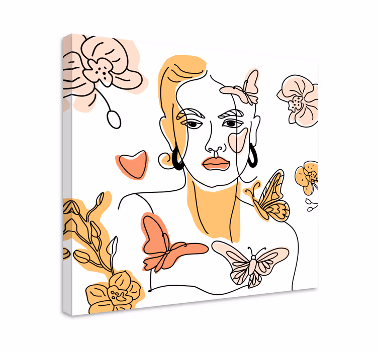 Obraz kwiaty i rośliny w stylizowanym portrecie - TenStickers