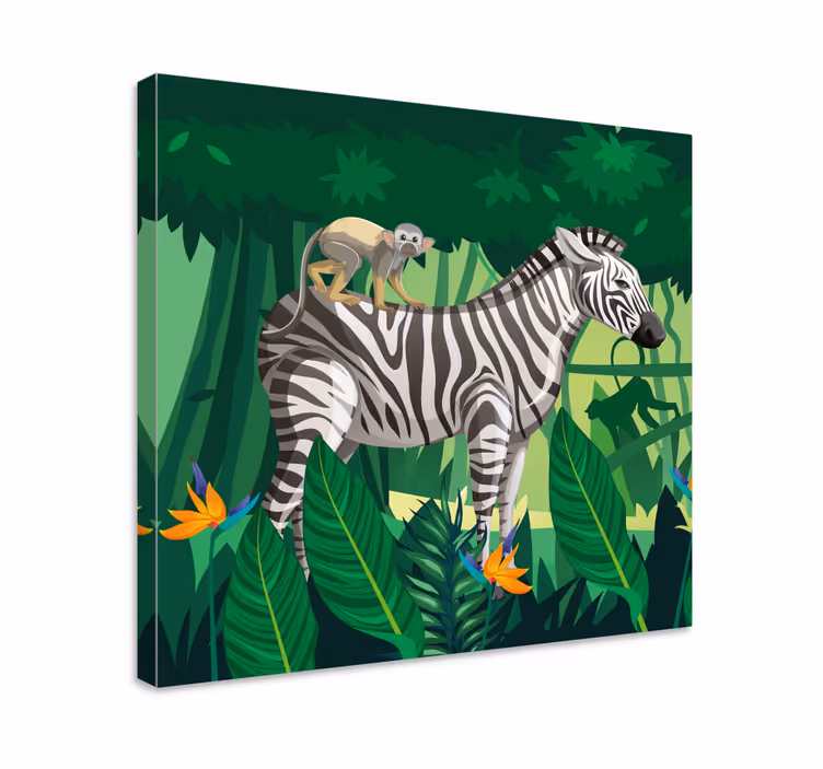 Obraz ze zwierzętami zebra z małpą - TenStickers