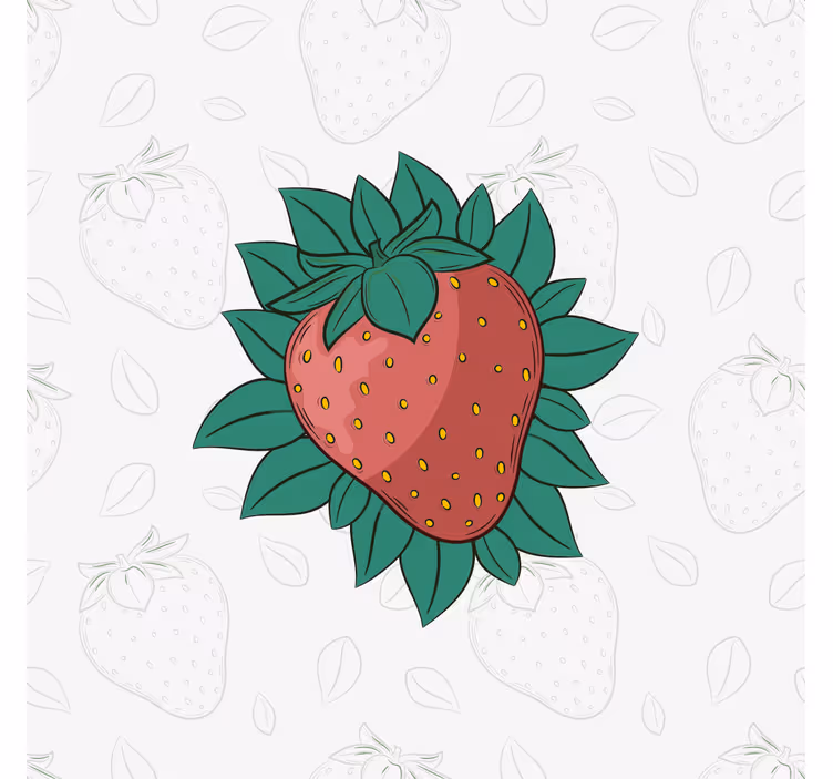 Obraz martwa natura truskawka z liśćmi - TenStickers