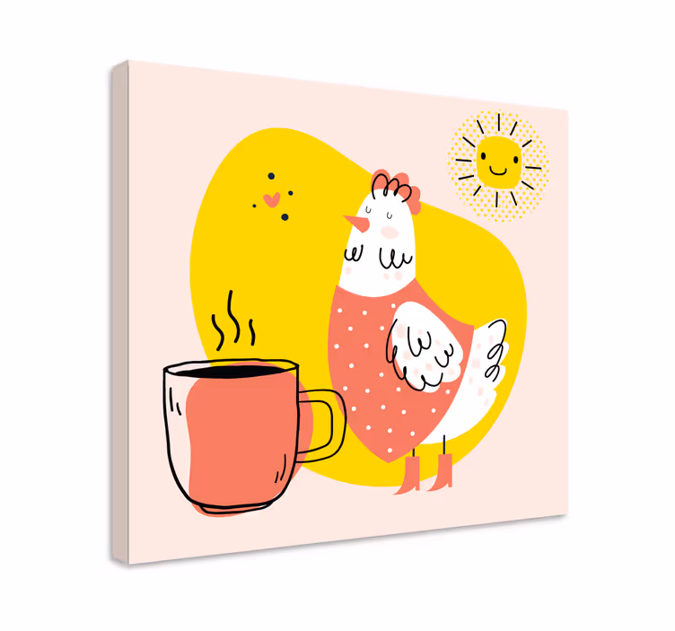 Obraz ze zwierzętami radosny kurczak na poranek - TenStickers